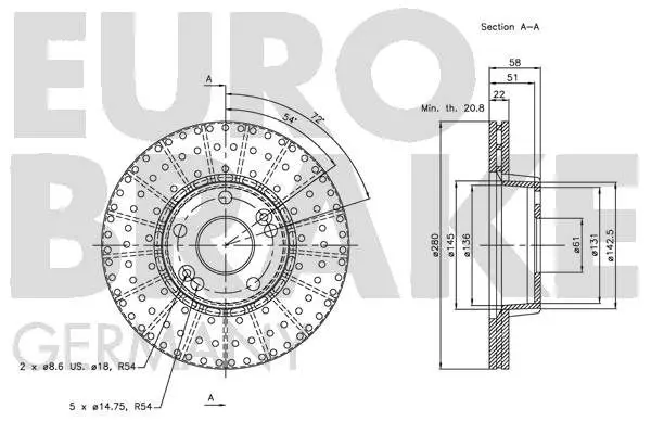 Handler.Part Brake disc EUROBRAKE 5815203921 3