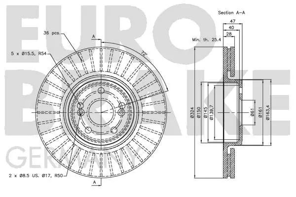 Handler.Part Brake disc EUROBRAKE 5815203933 3