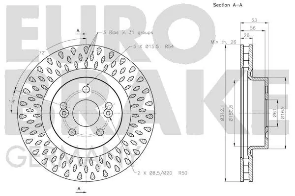 Handler.Part Brake disc EUROBRAKE 5815203966 3