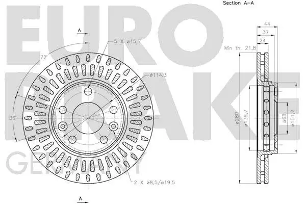 Handler.Part Brake disc EUROBRAKE 5815203970 3