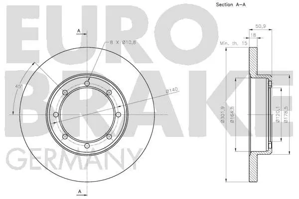 Handler.Part Brake disc EUROBRAKE 5815203979 3