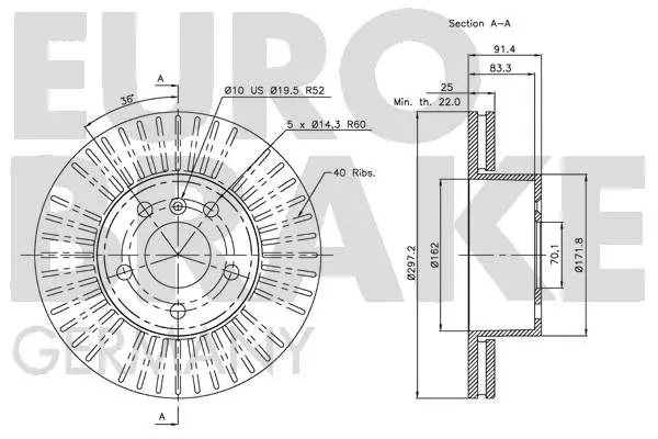 Handler.Part Brake disc EUROBRAKE 5815204022 3