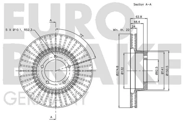 Handler.Part Brake disc EUROBRAKE 5815204023 3