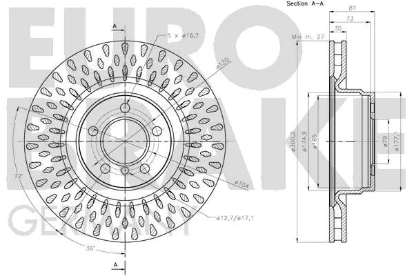 Handler.Part Brake disc EUROBRAKE 5815204044 3