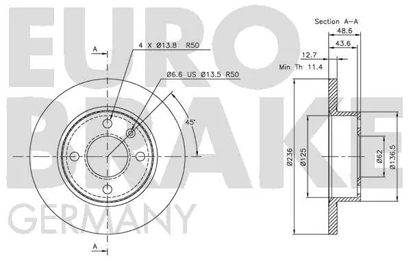 Handler.Part Brake disc EUROBRAKE 5815204306 3