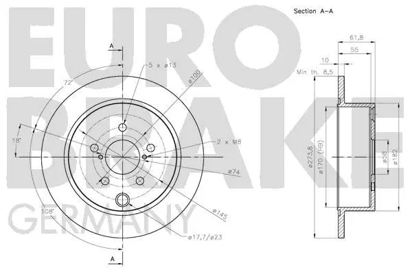 Handler.Part Brake disc EUROBRAKE 5815204422 3