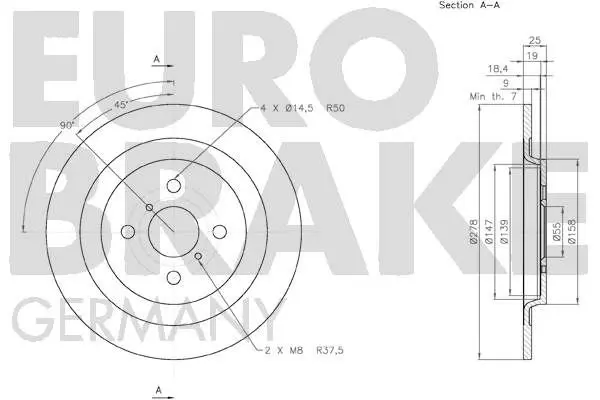 Handler.Part Brake disc EUROBRAKE 58152045111 3