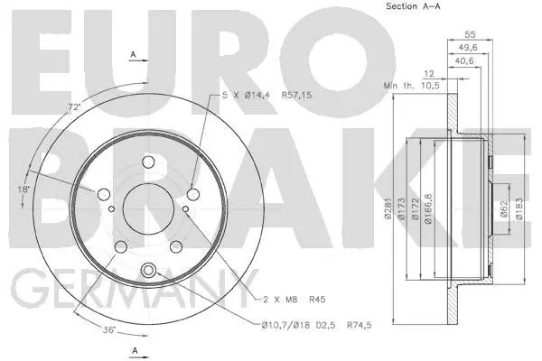 Handler.Part Brake disc EUROBRAKE 58152045114 3