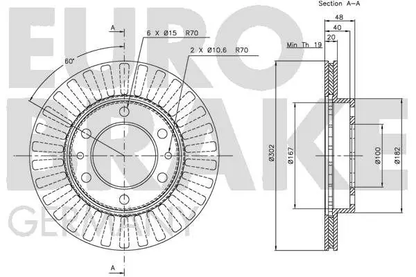 Handler.Part Brake disc EUROBRAKE 5815204522 3