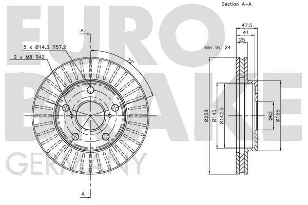 Handler.Part Brake disc EUROBRAKE 5815204555 2