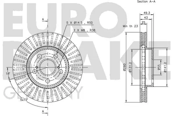 Handler.Part Brake disc EUROBRAKE 5815204564 3