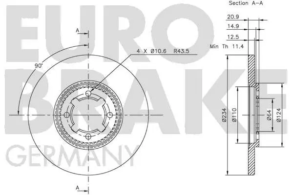 Handler.Part Brake disc EUROBRAKE 5815204568 2