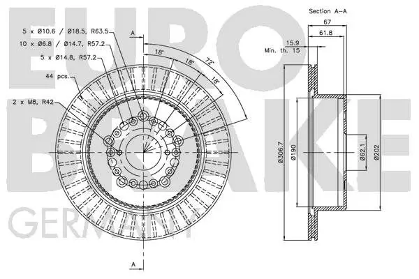 Handler.Part Brake disc EUROBRAKE 5815204573 3