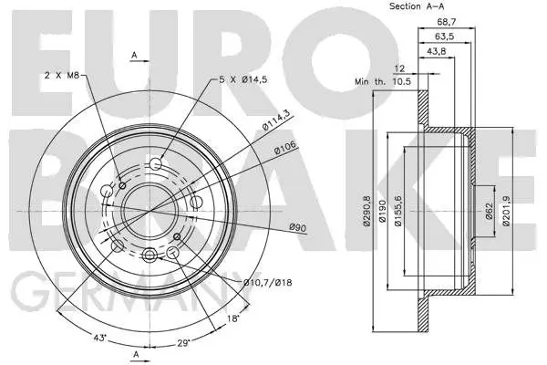 Handler.Part Brake disc EUROBRAKE 5815204576 3