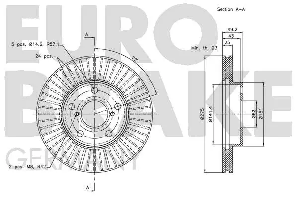 Handler.Part Brake disc EUROBRAKE 5815204578 3