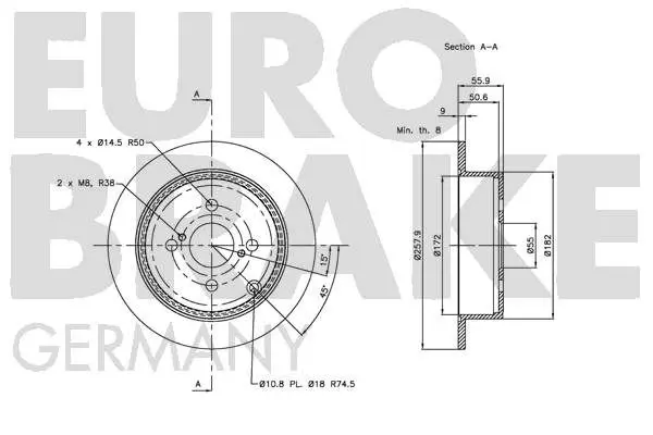 Handler.Part Brake disc EUROBRAKE 5815204584 3