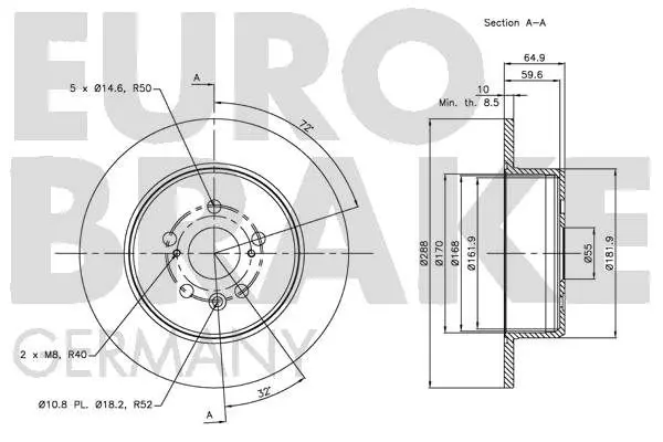 Handler.Part Brake disc EUROBRAKE 5815204594 3