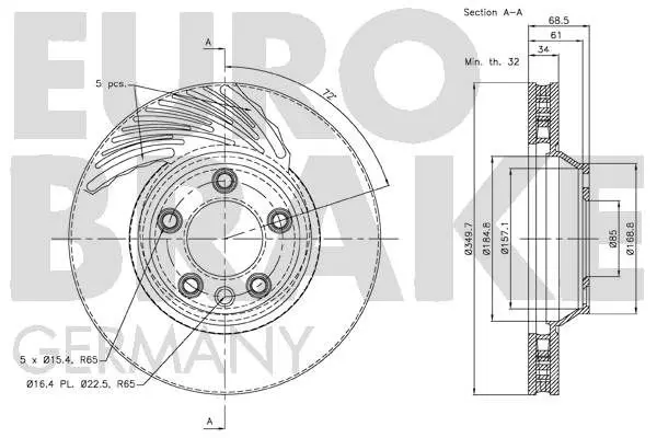 Handler.Part Brake disc EUROBRAKE 58152047105 3