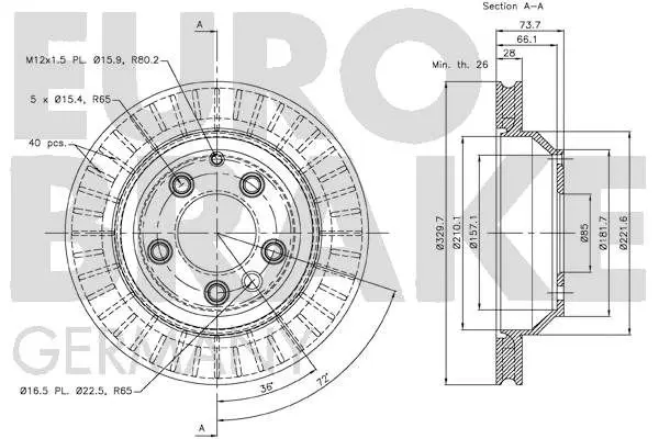 Handler.Part Brake disc EUROBRAKE 58152047106 3