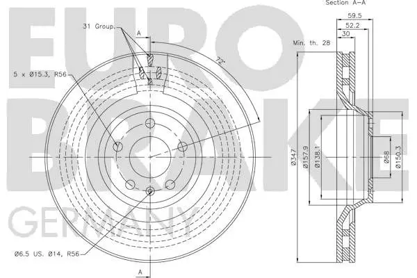 Handler.Part Brake disc EUROBRAKE 58152047108 3