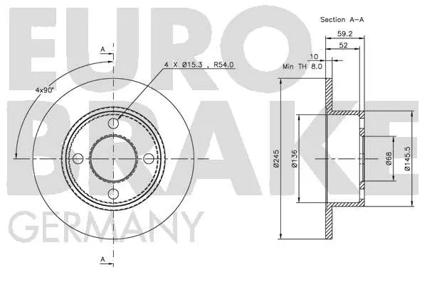 Handler.Part Brake disc EUROBRAKE 5815204723 3