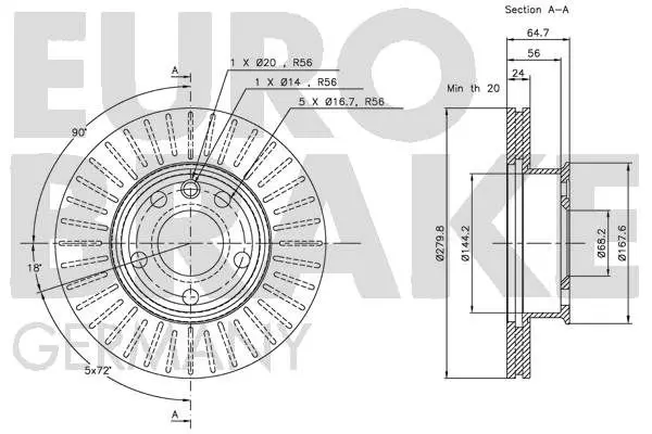 Handler.Part Brake disc EUROBRAKE 5815204733 3