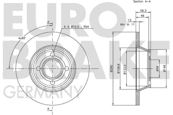 Handler.Part Brake disc EUROBRAKE 5815204741 3