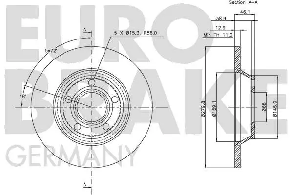 Handler.Part Brake disc EUROBRAKE 5815204745 3