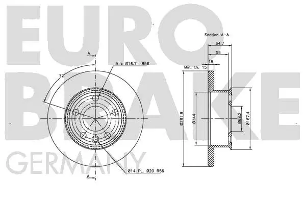 Handler.Part Brake disc EUROBRAKE 5815204746 3