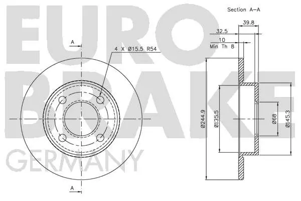 Handler.Part Brake disc EUROBRAKE 5815204748 3