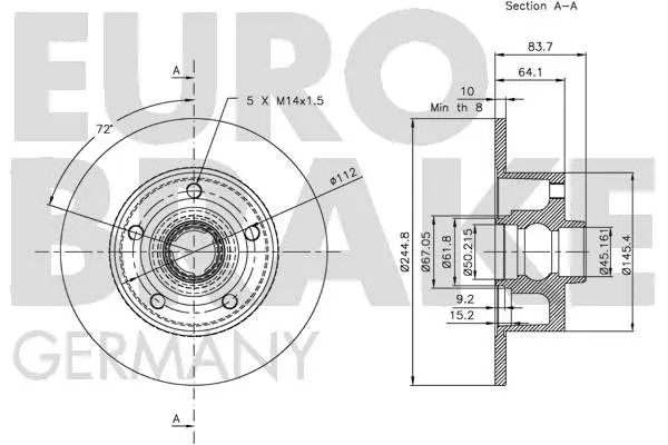 Handler.Part Brake disc EUROBRAKE 5815204757 3