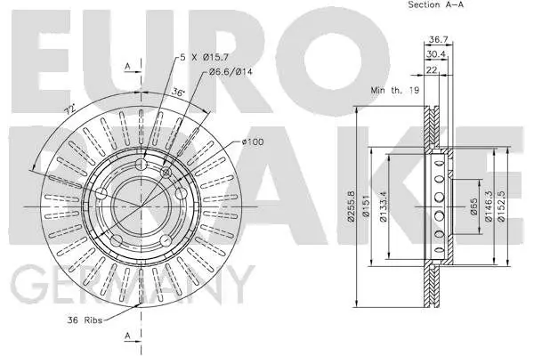 Handler.Part Brake disc EUROBRAKE 5815204758 3