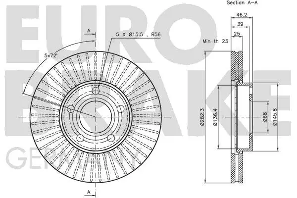 Handler.Part Brake disc EUROBRAKE 5815204765 3