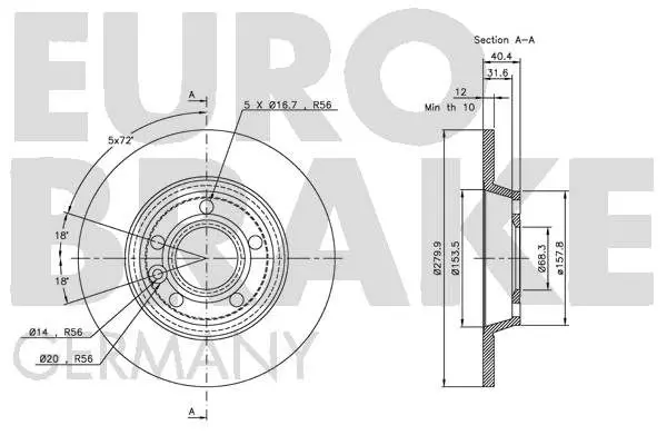 Handler.Part Brake disc EUROBRAKE 5815204767 3