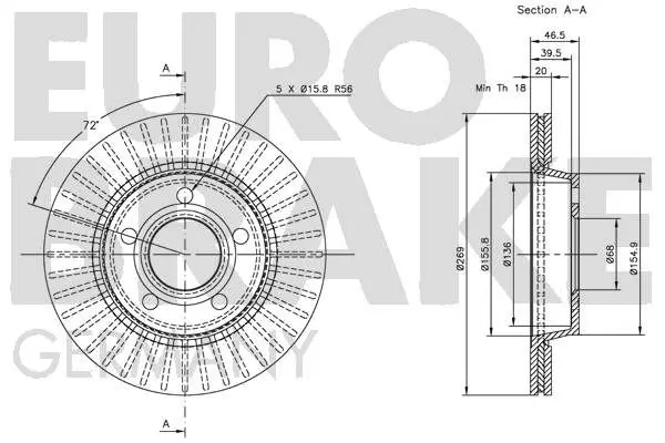 Handler.Part Brake disc EUROBRAKE 5815204769 3