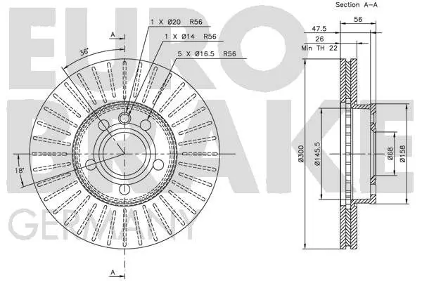 Handler.Part Brake disc EUROBRAKE 5815204772 3