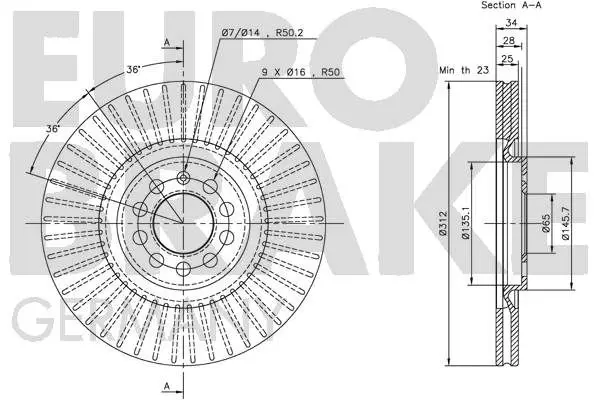 Handler.Part Brake disc EUROBRAKE 5815204774 3