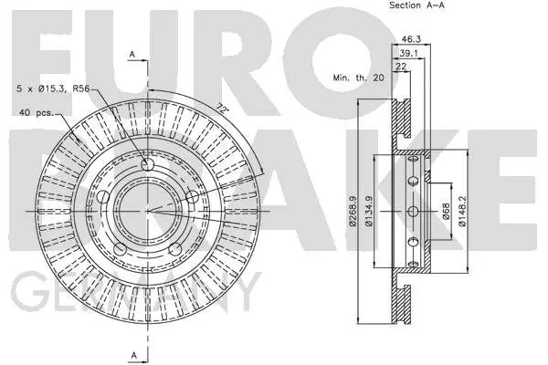 Handler.Part Brake disc EUROBRAKE 5815204798 3