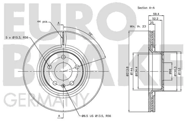 Handler.Part Brake disc EUROBRAKE 5815204799 3