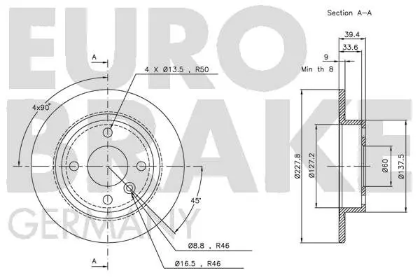 Handler.Part Brake disc EUROBRAKE 5815204824 3