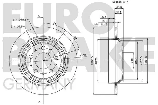 Handler.Part Brake disc EUROBRAKE 5815204846 3