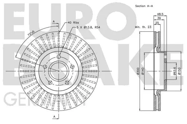 Handler.Part Brake disc EUROBRAKE 5815204849 3