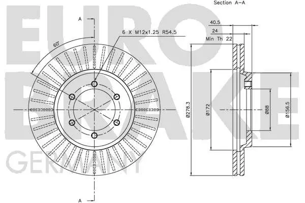 Handler.Part Brake disc EUROBRAKE 5815205002 3