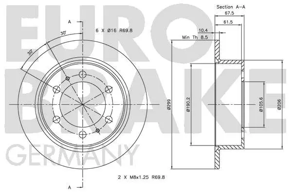 Handler.Part Brake disc EUROBRAKE 5815205003 3