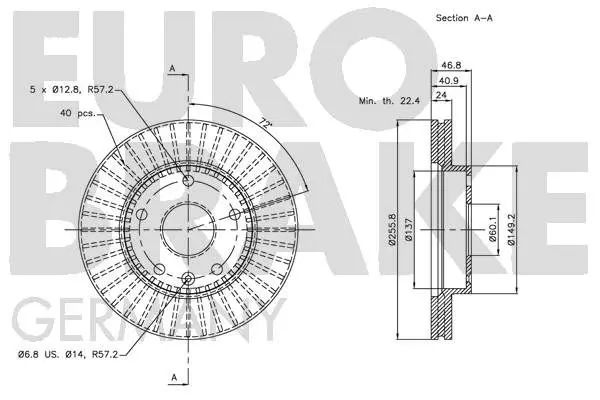 Handler.Part Brake disc EUROBRAKE 5815205006 3