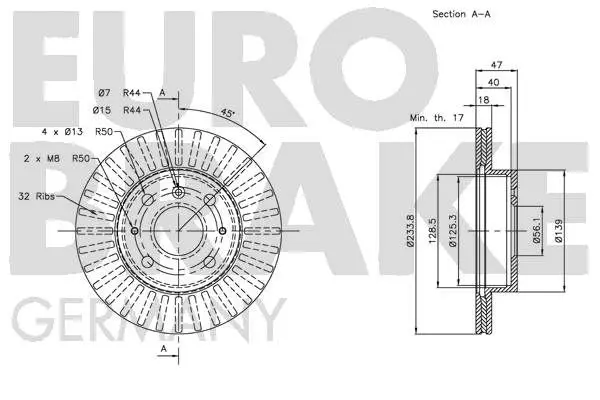 Handler.Part Brake disc EUROBRAKE 5815205106 3