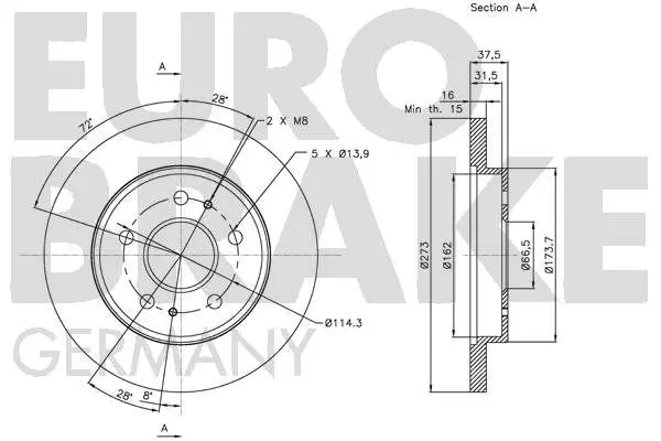 Handler.Part Brake disc EUROBRAKE 5815205112 3