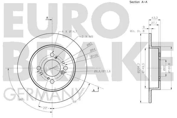 Handler.Part Brake disc EUROBRAKE 5815205225 3