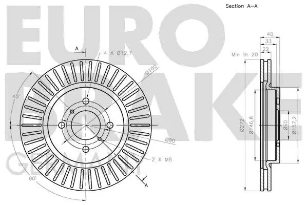 Handler.Part Brake disc EUROBRAKE 5815205228 3