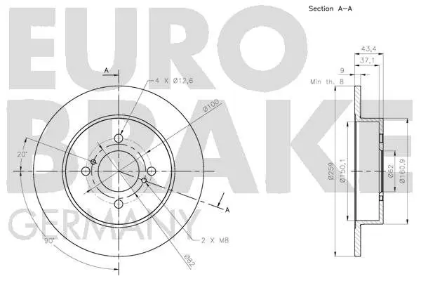 Handler.Part Brake disc EUROBRAKE 5815205229 3